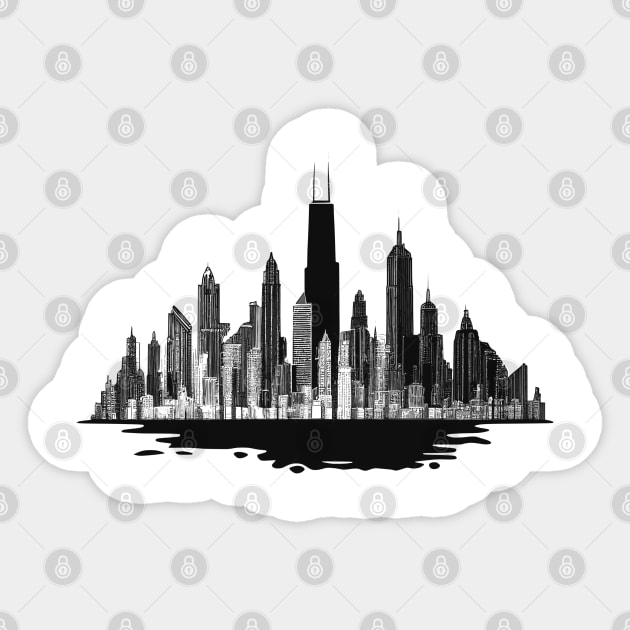 Abstract Chicago Cityscape Sticker by HappyDigital